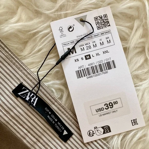 Zara Corset Look Stretch Poplin Striped Strapless Top - Picture 2 of 12